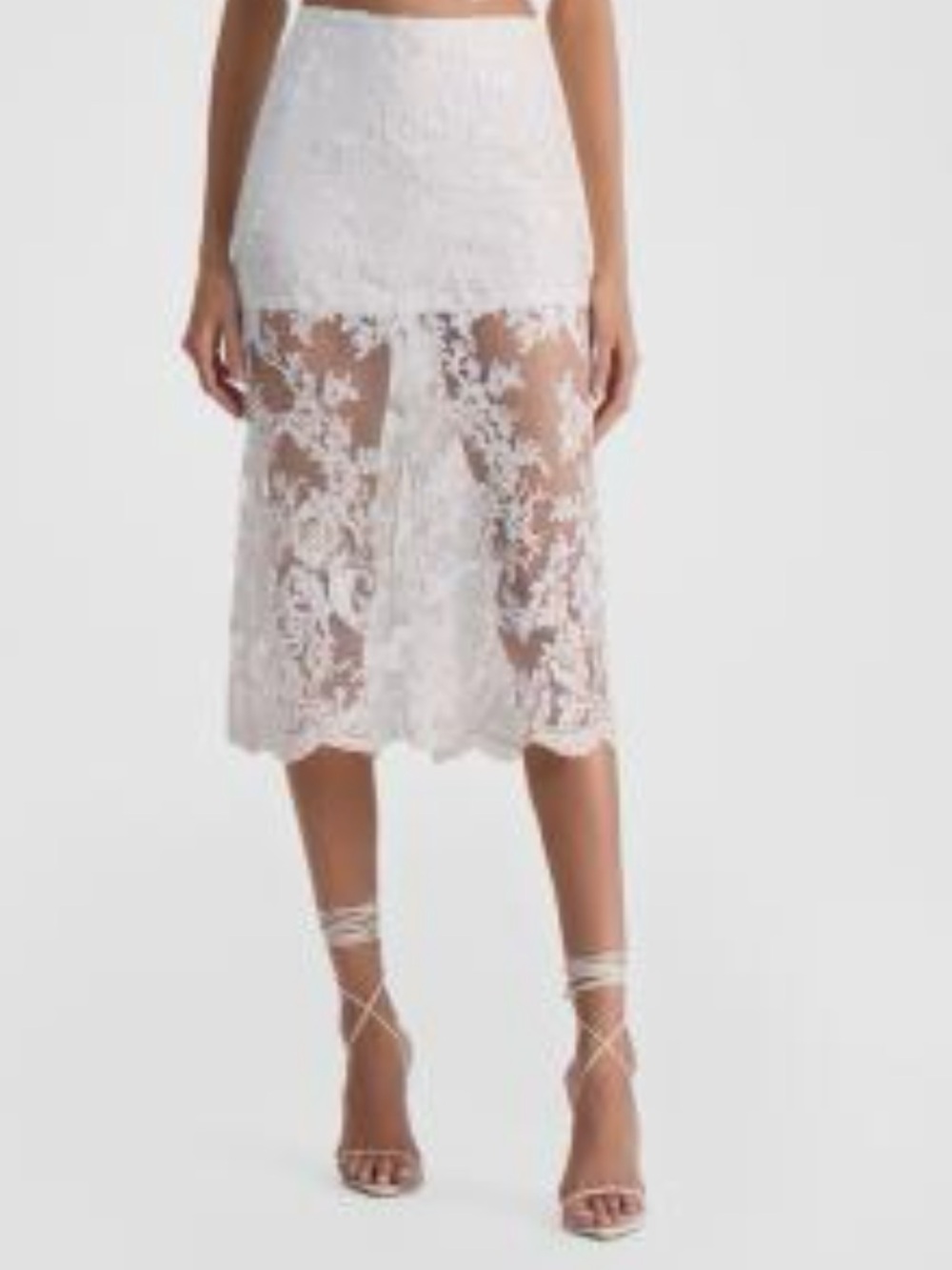 Alice + Olivia White Embroidered Lace Midi Skirt - NWOT Size 0